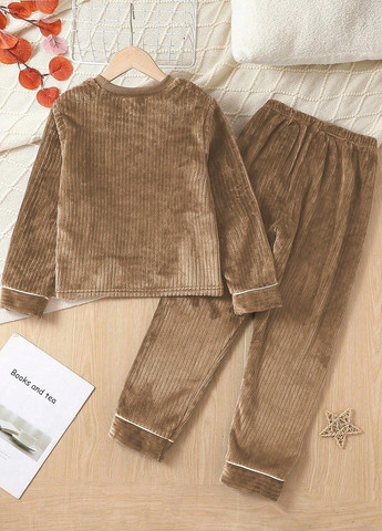 Коричневая всесезон пижама (свитшот, брюки) свитшот + брюки SHEIN