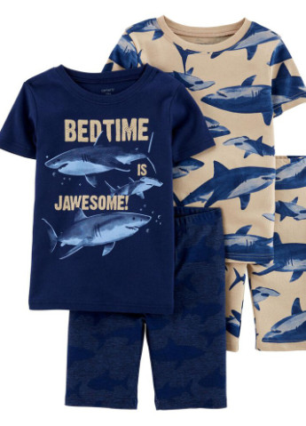 Синяя всесезон пижама для мальчика (003410) 2шт Carter's