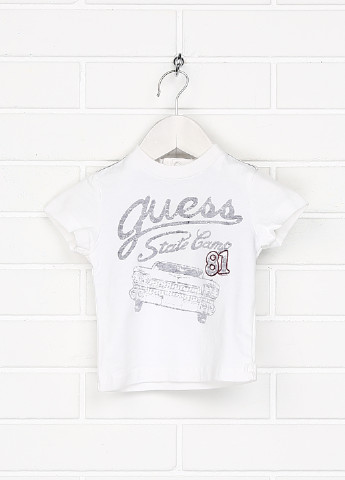 Белая летняя футболка с коротким рукавом Guess