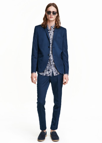 Синие классические демисезонные прямые брюки H&M