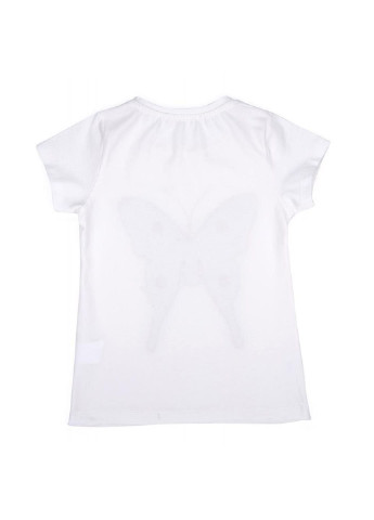 Белая демисезонная футболка детская с бабочкой из пайеток (11055-140g-peach) Breeze