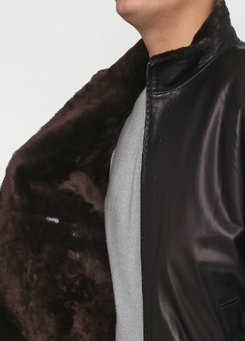 Чорна зимня куртка шкіряна (хутро овчина) Ermellino