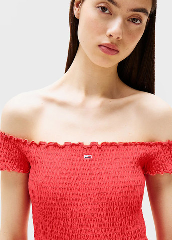 Червона кежуал сукня з відкритими плечима Tommy Jeans однотонна