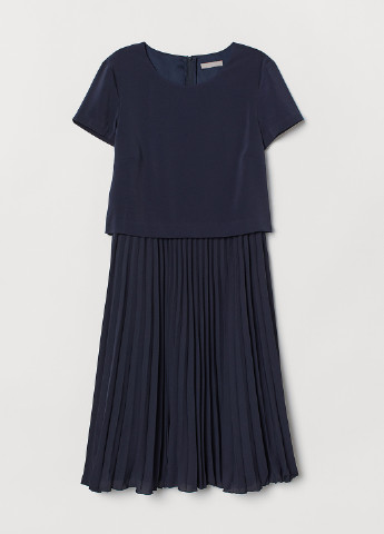 Темно-синя кежуал сукня кльош, плісована H&M однотонна