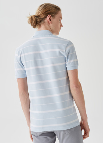 Голубой футболка-поло для мужчин Lacoste в полоску
