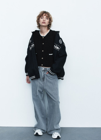 Черный демисезонный кардиган H&M