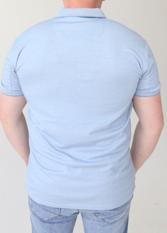 Голубой футболка-поло мужское голубое тонкое большой размер на молнии для мужчин MCS однотонная