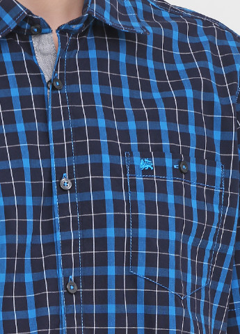 Синяя кэжуал рубашка в клетку Lerros с коротким рукавом