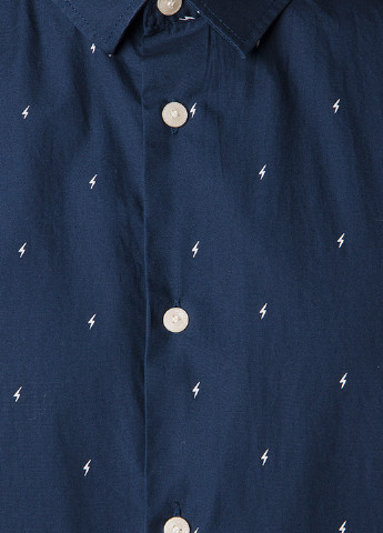 Темно-синяя кэжуал рубашка с рисунком JACK&JONES с коротким рукавом