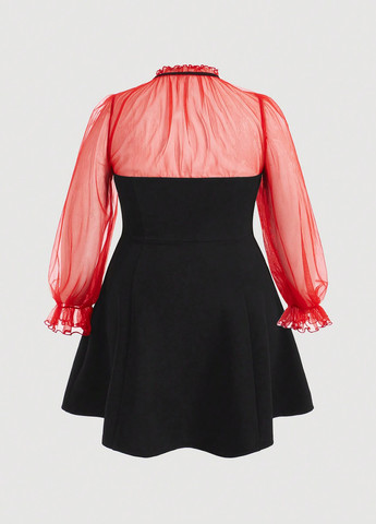 Бордовое кэжуал платье а-силуэт SHEIN однотонное