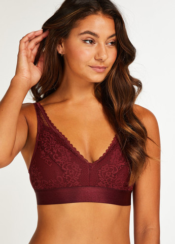 Бордовий бюстгальтер Hunkemoller без кісточок бавовна