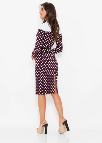 Бордовое кэжуал платье футляр Issa в горошек