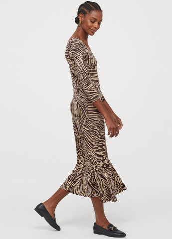 Бежева кежуал плаття, сукня H&M зебра
