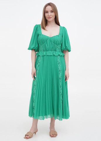 Зеленое кэжуал платье клеш, плиссированное Asos однотонное
