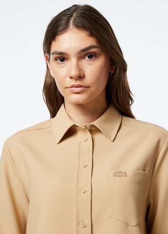 Бежевая кэжуал рубашка однотонная Lacoste