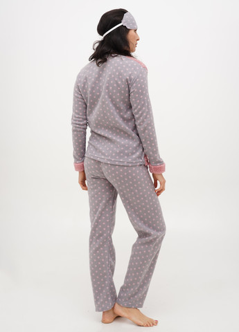Серая зимняя пижама (свитшот, брюки, маска для сна) Adalya