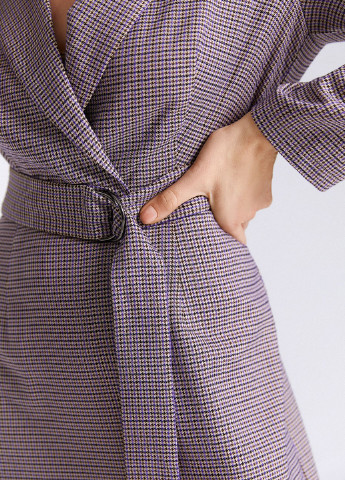 Комбинированное кэжуал платье на запах Vovk с узором пье-де-пуль «гусиная лапка»