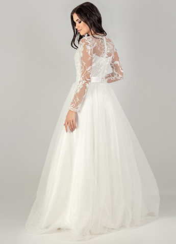 Молочное свадебное платье макси Seam с цветочным принтом