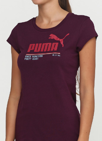 Бордовая летняя футболка с коротким рукавом Puma