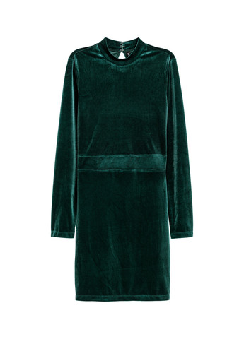 Темно-зеленое кэжуал, коктейльное платье футляр H&M однотонное
