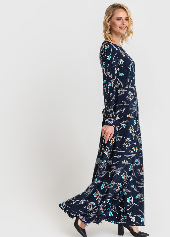 Темно-синя кежуал сукня кльош Vovk з квітковим принтом