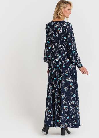 Темно-синее кэжуал платье клеш Vovk с цветочным принтом