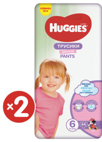 Подгузник Pants 6 M-Pack 15-25 кг для девочек 88 шт (5029054568217) Huggies (207383900)