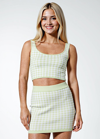 Светло-зеленая кэжуал в клетку юбка Sinsay карандаш