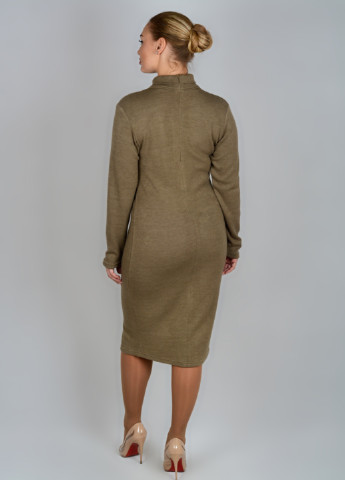 Сіро-коричнева кежуал сукня з довгим рукавом Laki меланжева