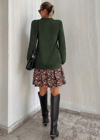 Хаки свитшот SHEIN однотонный без декора (316158183)