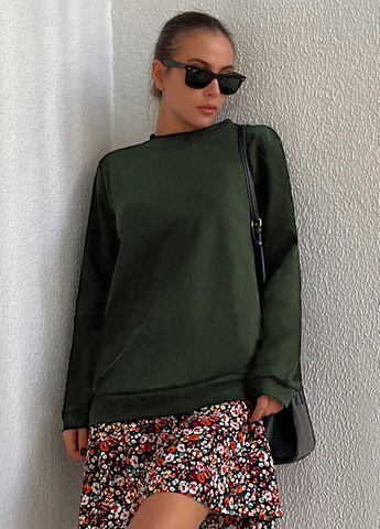 Хаки свитшот SHEIN однотонный без декора (316158183)