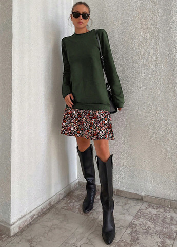 Хаки свитшот SHEIN однотонный без декора (316158183)