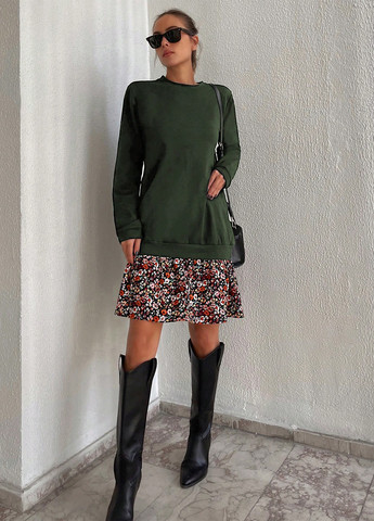 Хаки свитшот SHEIN однотонный без декора (316158183)