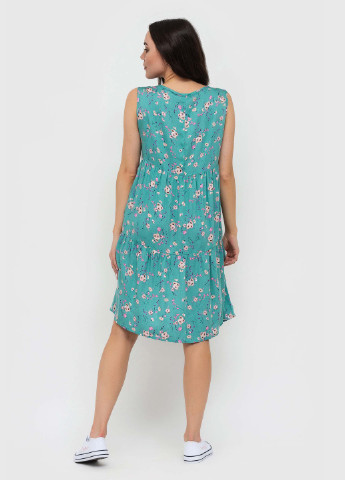М'ятна кежуал коротка сукня дзвін, з спідницею-сонце BeART з квітковим принтом
