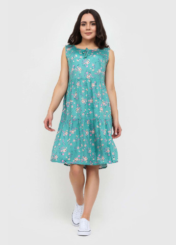М'ятна кежуал коротка сукня дзвін, з спідницею-сонце BeART з квітковим принтом