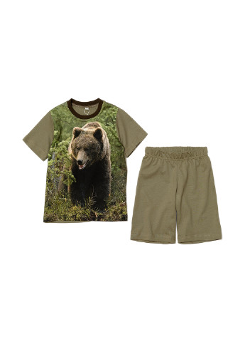 Оливковый (хаки) летний комплект (футболка, шорты) ArDoMi