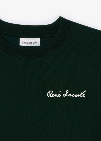 Темно-зелений світшот Lacoste однотонний вишивка, нашивки (298072739)