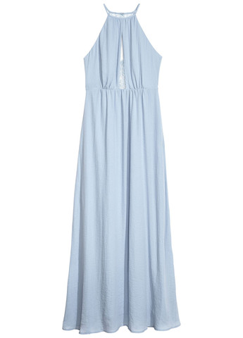 Голубое вечернее платье клеш, с открытой спиной H&M однотонное