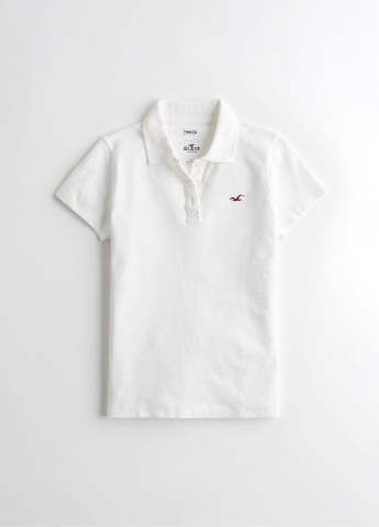 Белая женская футболка-поло Hollister с логотипом
