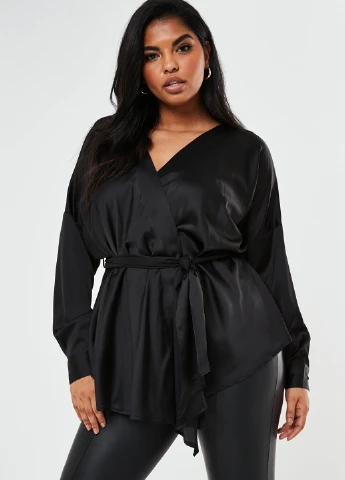 Чёрная блуза на запах Missguided