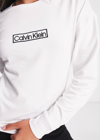 Свитшот Calvin Klein - Свободный крой логотип белый кэжуал трикотаж, хлопок - (284292760)