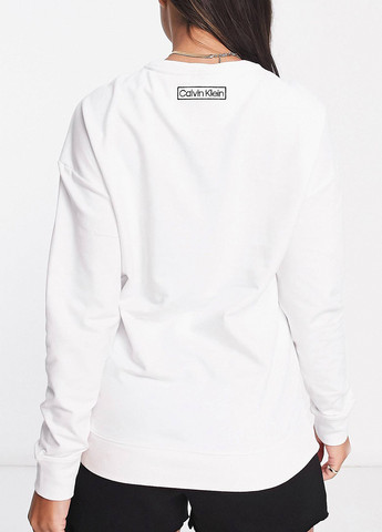 Свитшот Calvin Klein - Свободный крой логотип белый кэжуал трикотаж, хлопок - (284292760)