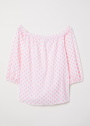Розовая летняя блузка с открытыми плечами H&M