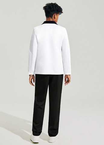 Черно-белый демисезонный костюм (пиджак, брюки) брючный SHEIN