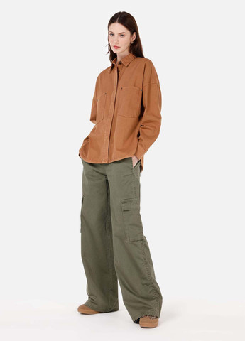 Коричневая кэжуал рубашка однотонная Colin's