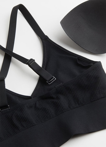Чорний топ бюстгальтер H&M без кісточок поліамід