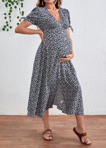 Комбінована кежуал сукня для вагітних в стилі армпір SHEIN з квітковим принтом