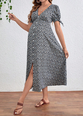 Комбінована кежуал сукня для вагітних в стилі армпір SHEIN з квітковим принтом