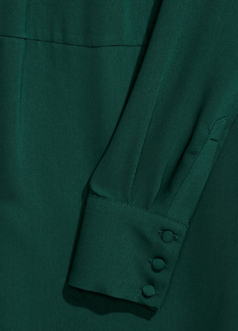 Темно-зеленое кэжуал платье с длинным рукавом H&M однотонное