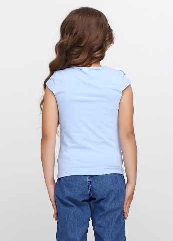 Светло-голубая однотонная блузка с коротким рукавом Vidoli летняя